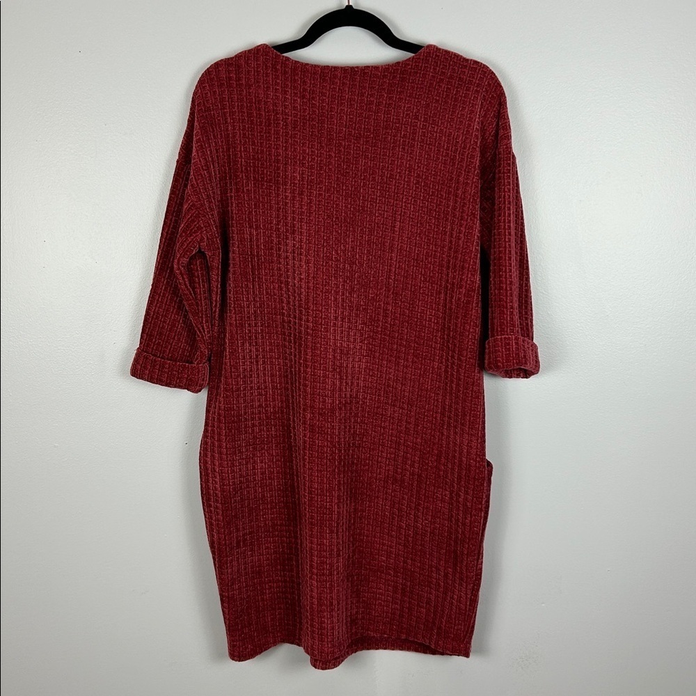 Papillon Academia Textured Knit 3/4 Sleeve Sweater Dress Medium Red Pockets - Picture 14 of 15